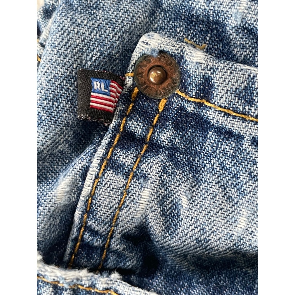 Polo Jeans Co. Mens 8 Relaxed Jean Blue Denim Distressed Faded Medium Wash Holes - Picture 6 of 16